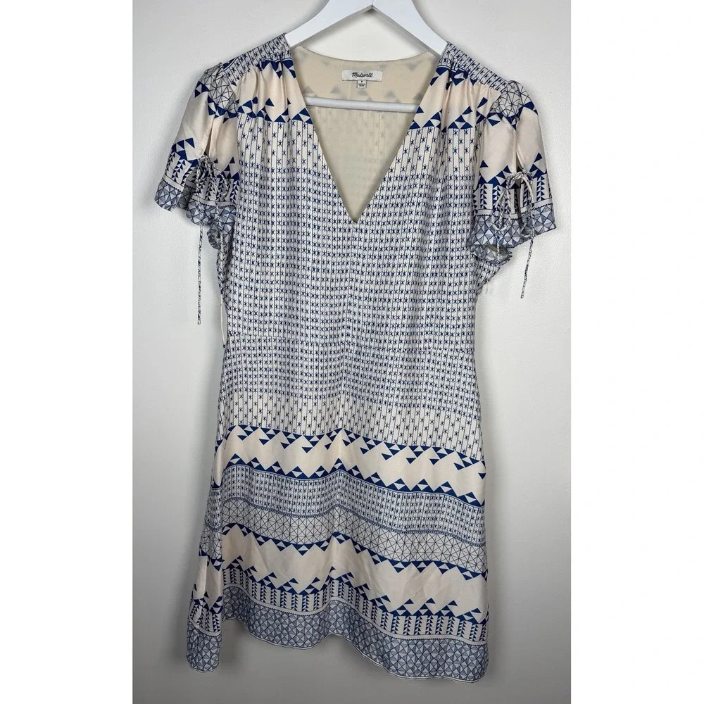 Madewell Size 8 Poppy Dress in Ionian Tile Mesa Tulum Blue Fit & Flare Dress